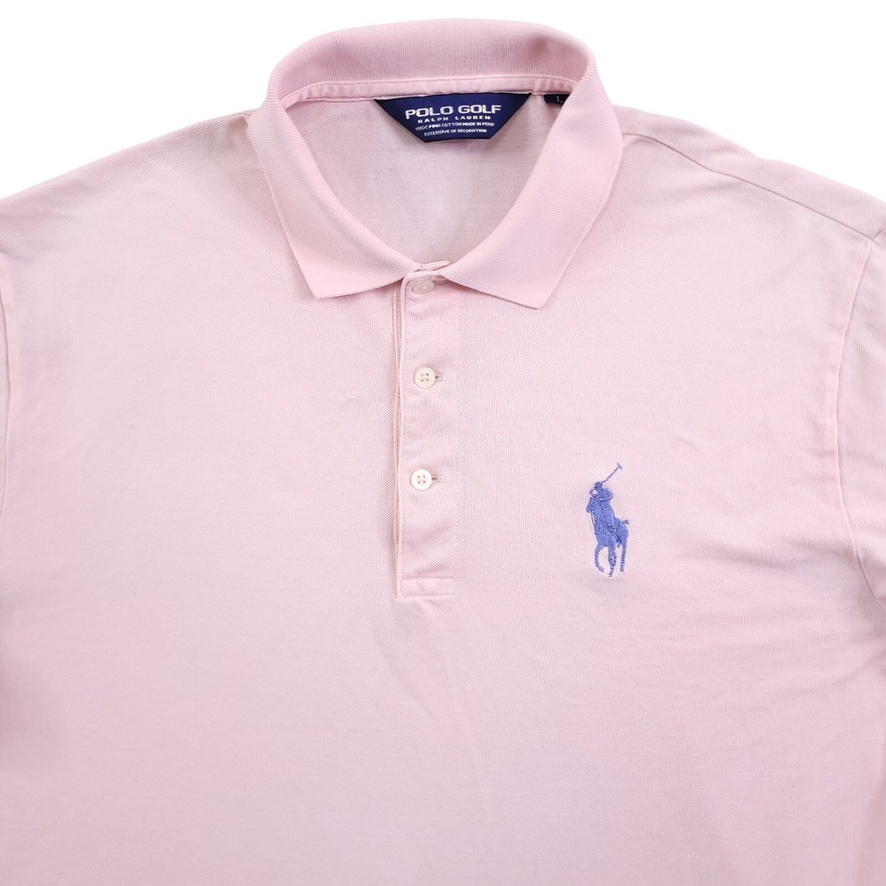 Ralph Lauren Polo Golf Shirt Mens L Merion Club Course Big Pony Pink‎ Pique Knit